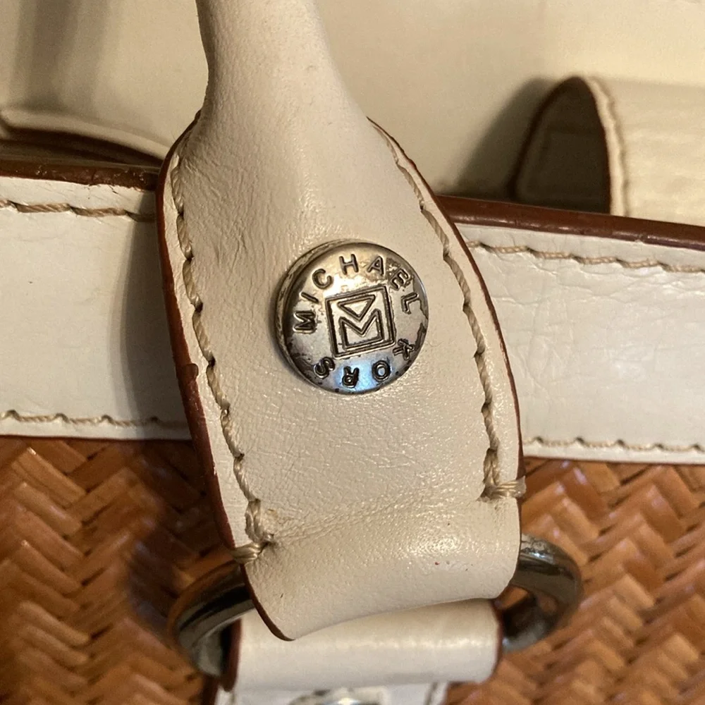 Michael Kors Wicker/Rattan & Leather Tote Vintage Rare EUC